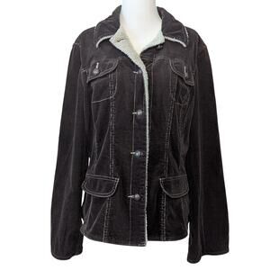 For Joseph Fortune Y2K Brown Corduroy Tapered Waist Button Up Coat Fleece Lined